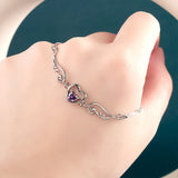 Heart Shape Amethyst Silver Necklace for Women