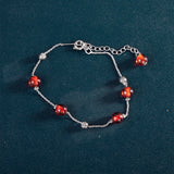 Round Garnet Bracelet For Women Sterling S925 Bracelet Lady Wedding Gift