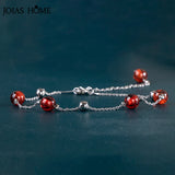 Round Garnet Bracelet For Women Sterling S925 Bracelet Lady Wedding Gift