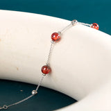 Round Garnet Bracelet For Women Sterling S925 Bracelet Lady Wedding Gift