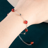 Round Garnet Bracelet For Women Sterling S925 Bracelet Lady Wedding Gift