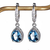 Emerald Drop Earrings 7*9mm Water Drop Shape Silver 925 Fine Jewelry