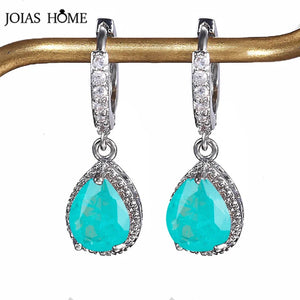 Emerald Drop Earrings 7*9mm Water Drop Shape Silver 925 Fine Jewelry