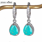 Emerald Drop Earrings 7*9mm Water Drop Shape Silver 925 Fine Jewelry