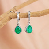 Emerald Drop Earrings 7*9mm Water Drop Shape Silver 925 Fine Jewelry