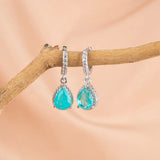 Emerald Drop Earrings 7*9mm Water Drop Shape Silver 925 Fine Jewelry