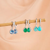 Emerald Drop Earrings 7*9mm Water Drop Shape Silver 925 Fine Jewelry