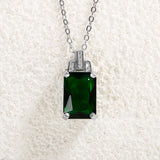 Emerald Square Pendant Necklace with Clavicle Chain