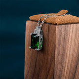 Emerald Square Pendant Necklace with Clavicle Chain
