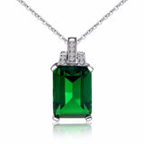 Emerald Square Pendant Necklace with Clavicle Chain