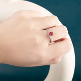 Ruby Red Gemstone Silver 925 Jewelry Open Ring Adjustable