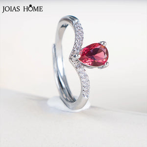Ruby Red Gemstone Silver 925 Jewelry Open Ring Adjustable