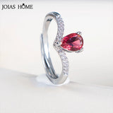 Ruby Red Gemstone Silver 925 Jewelry Open Ring Adjustable