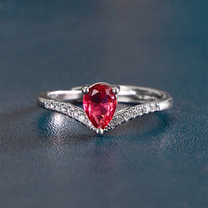 Ruby Red Gemstone Silver 925 Jewelry Open Ring Adjustable