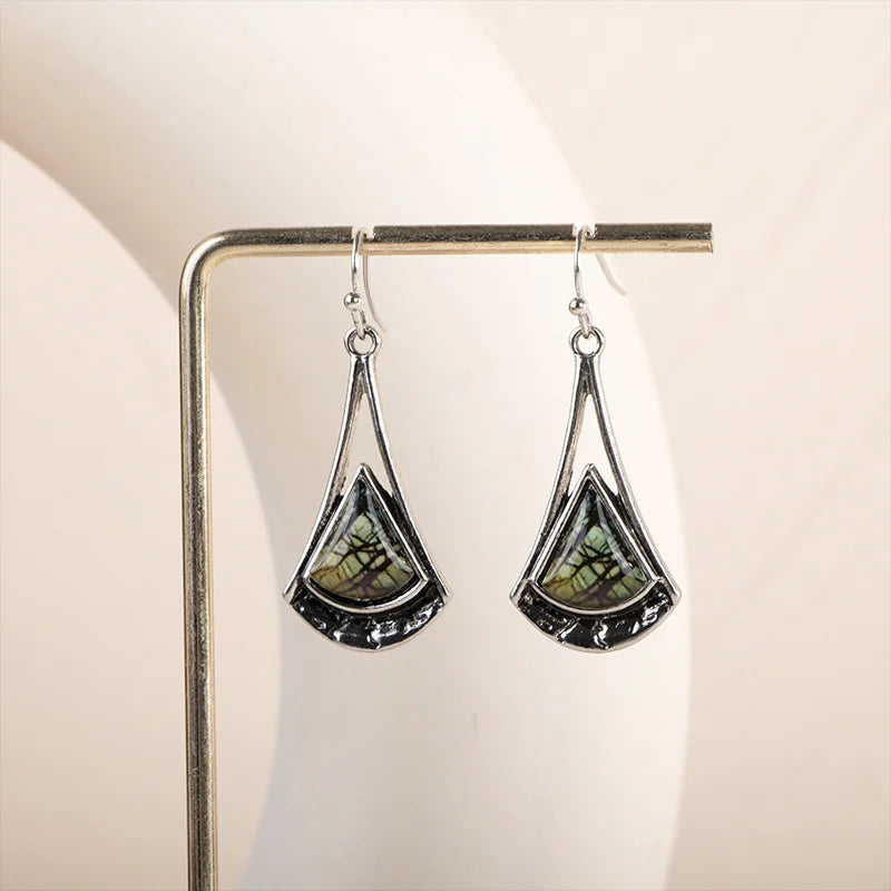 Vintage Silver 925 Drop Earrings Charm Gemstones Wedding Party Gift