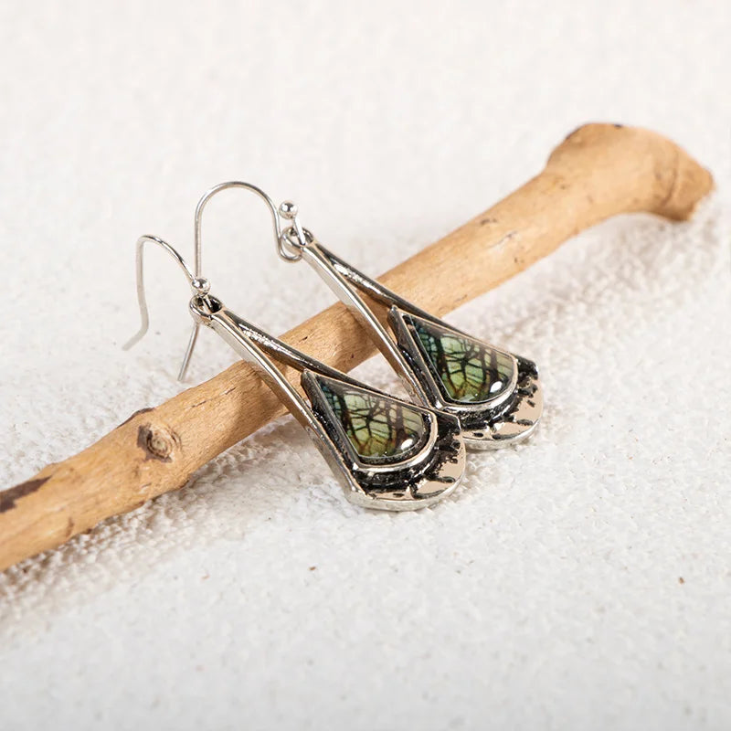 Vintage Silver 925 Drop Earrings Charm Gemstones Wedding Party Gift