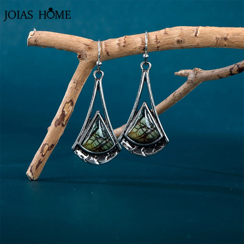 Vintage Silver 925 Drop Earrings Charm Gemstones Wedding Party Gift