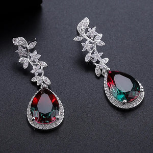Water Drop Earrings Silver 925 Zircon Ear-drops