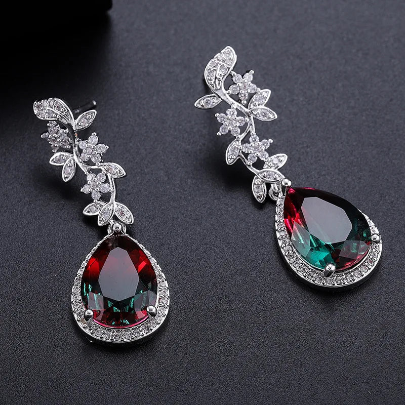 Water Drop Earrings Silver 925 Zircon Ear-drops