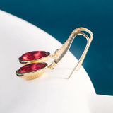 Silver 925 Ruby Zircon Water Drop Earrings Wedding Party Jewelry