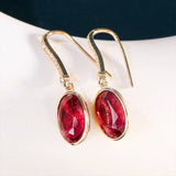 Silver 925 Ruby Zircon Water Drop Earrings Wedding Party Jewelry