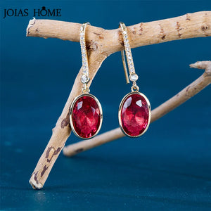 Silver 925 Ruby Zircon Water Drop Earrings Wedding Party Jewelry