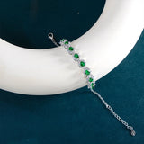 Silver 925 Bracelet with Green Zircon Gemstone Charm