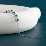 Silver 925 Bracelet with Green Zircon Gemstone Charm