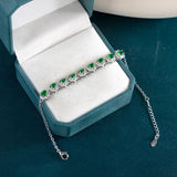 Silver 925 Bracelet with Green Zircon Gemstone Charm
