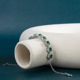 Silver 925 Bracelet with Green Zircon Gemstone Charm
