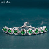 Silver 925 Bracelet with Green Zircon Gemstone Charm