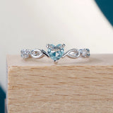 Heart Shaped Green Red Zircon Silver 925 Ring for Her