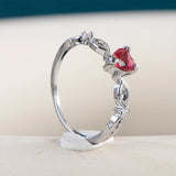 Heart Shaped Green Red Zircon Silver 925 Ring for Her