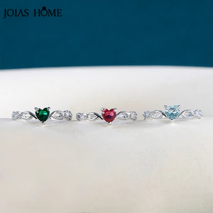 Heart Shaped Green Red Zircon Silver 925 Ring for Her