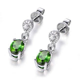 Emerald Gemstone Silver Earrings Retro Style Engagement