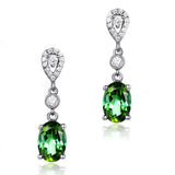 Emerald Gemstone Silver Earrings Retro Style Engagement
