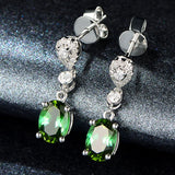 Emerald Gemstone Silver Earrings Retro Style Engagement
