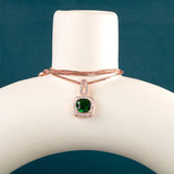 Green Zircon Emerald Pendant Silver 925 Necklace for Women