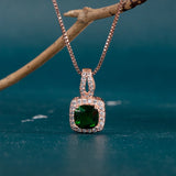 Green Zircon Emerald Pendant Silver 925 Necklace for Women