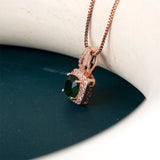 Green Zircon Emerald Pendant Silver 925 Necklace for Women