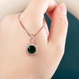 Green Zircon Emerald Pendant Silver 925 Necklace for Women