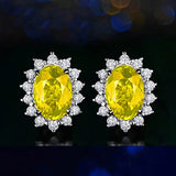 925 Silver Earrings Sri Lanka Royal Sapphire Gemstone Princess Flower Earrings