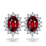 925 Silver Earrings Sri Lanka Royal Sapphire Gemstone Princess Flower Earrings