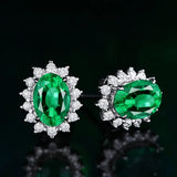 925 Silver Earrings Sri Lanka Royal Sapphire Gemstone Princess Flower Earrings