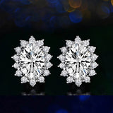 925 Silver Earrings Sri Lanka Royal Sapphire Gemstone Princess Flower Earrings