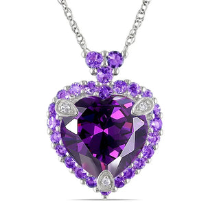 925 Silver Amethyst Love Pendant Necklace Gift
