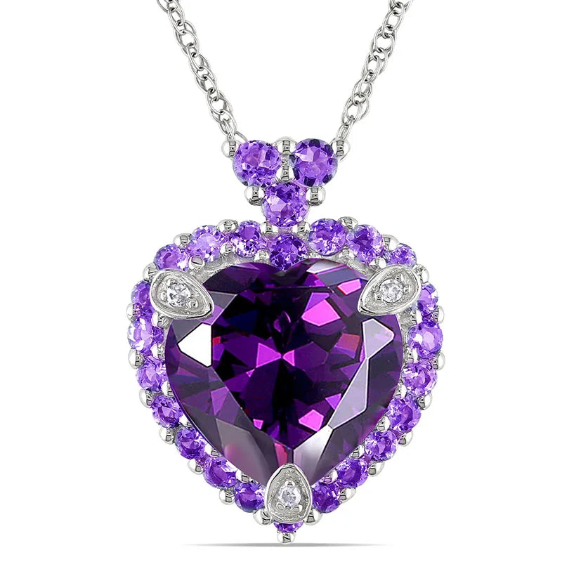 925 Silver Amethyst Love Pendant Necklace Gift
