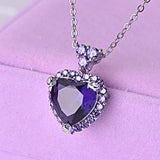 925 Silver Amethyst Love Pendant Necklace Gift