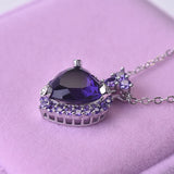 925 Silver Amethyst Love Pendant Necklace Gift