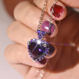 925 Silver Amethyst Love Pendant Necklace Gift